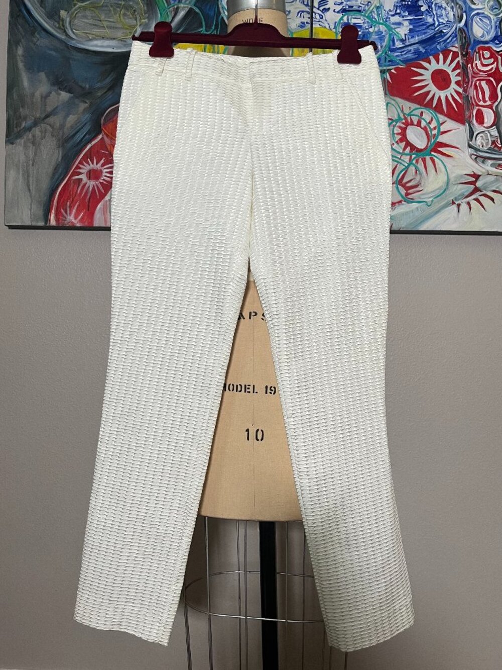 Gucci Ivory Textured Woven Tailored Straight Leg Trousers IT 40 - Picture 2 of 10